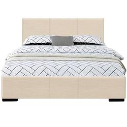 Abbey Platform Bed, Beige, Queen by Camden Isle in Beige (Size QUEEN)