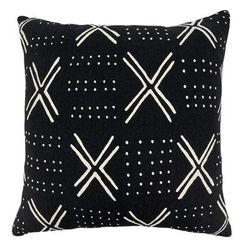 Dark Mudcloth Throw Pillow With Poly Filling - Saro Lifestyle 9611.BK22SP