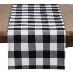 Cotton And Poly Blend Buffalo Plaid Runner - Saro Lifestyle 5026.BK1690B