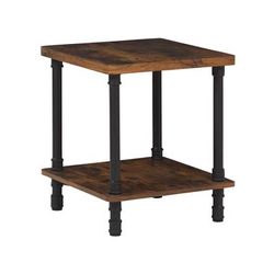 Table de chevet effet bois foncé et noire