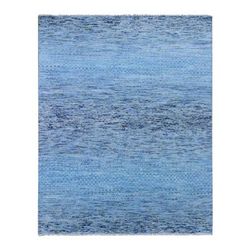 Shahbanu Rugs Light Blue, Pure Wool Hand Knotted, Modern Chiaroscuro Collection Thick and Plush, Oriental Rug (8'2" x 10'2")