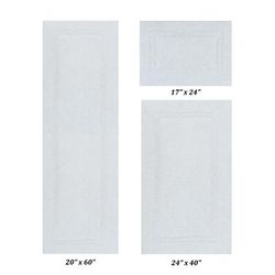 Lux Collectionis Bath Mat Rug 3 Piece Set (20" x 20" | 21" x 34" | 20" x 60") by Better Trends in White