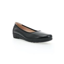 Wide Width Women's Yara Leather Slip On Flat by Propet in Black (Size 7 W)