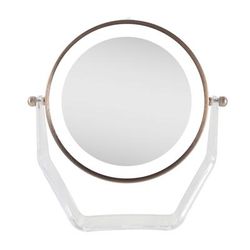 Two-Sided LED Lighted Vanity Swivel Mirror in Acrylic Base, 8X/1X by Zadro Products Inc. in Rose