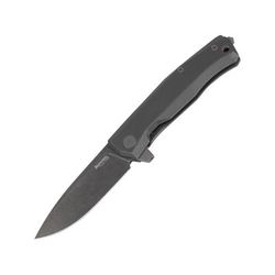 Lionsteel Myto Framelock Folding Knife 3.25" black stonewash finish Bohler M390 stainless Black stonewash finish titanium handle MT01B BW