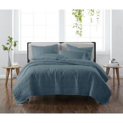 Heritage Solid Quilt Set by Cannon in Dark Blue (Size TWINXL)