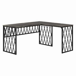 kathy ireland Home by Bush Furniture City Park 60W Industrial L Shaped Desk in Dark Gray Hickory - Bush Furniture CPK001GH