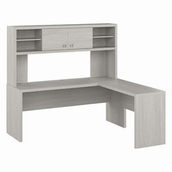 Bush Business Furniture Echo 72W L Shaped Computer Desk with Hutch in Gray Sand - ECH057GS