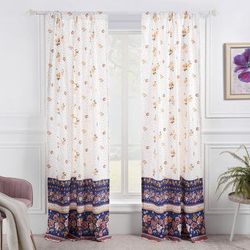 Marsha Window Curtain Panel Pair by Barefoot Bungalow in Blue