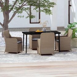 vidaXL Set da Pranzo per Giardino 5 pz con Cuscini Marrone