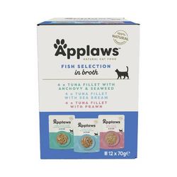24x70g Fish Selection Pouches Mixed Pack Applaws Wet Cat food