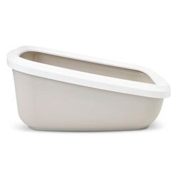 Savic Aseo Jumbo Cat Litter Tray with High Edge Mocha & White