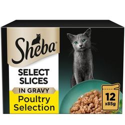 96x85g Poultry Collection in Gravy Sheba Pouches Wet Cat Food