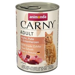 12x400g Chicken Turkey & Duck Hearts Adult Animonda Carny Wet Cat Food