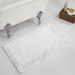 Shaggy Border Bath Rug Mat, 24" X 40" by Better Trends in White