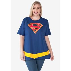 Plus Size Women's DC Comics Supergirl Costume T-Shirt by DC Comics in Blue (Size 1X (14-16))