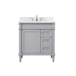 32 inch single bathroom vanity in grey with backsplash - Elegant Lighting VF31832GR-BS
