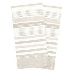 Skipping Stripe Dual Kitchen Towels, Set Of 2 by T-fal in Toast