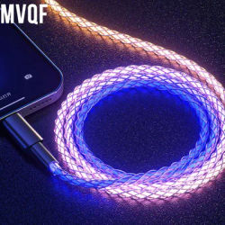 MVQF-Câble USB de type C à charge rapide lumière dégradée RVB chargeur de données Snap66 W