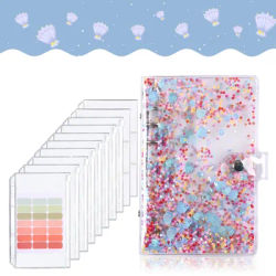 Couverture de classeur de Budget A6 avec 10 enveloppes d'argent transparentes, sacs d'argent étanches à fermeture éclair en PVC pour Budget