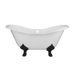 Randolph Morris Grace 72 Inch Cast Iron Double Slipper Tub - Rim Faucet Drillings - Lion Paw Feet RM72DS7LPMB