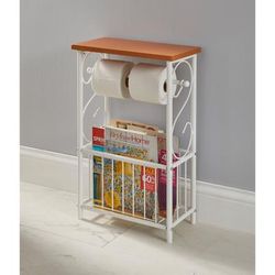 Scroll Toilet Paper & Magazine Holder by BrylaneHome in White