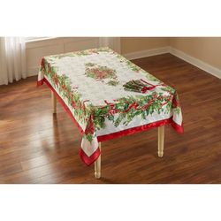 Holly Ribbon Tablecloth 52" x 70" by BrylaneHome in Multi