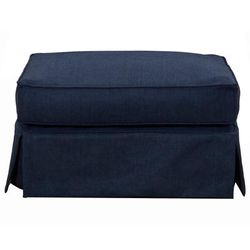 Americana Slipcover Only for Rectangular Ottoman, Stain Resistant Performance Fabric, Navy Blue - Sunset Trading SU-108530SC-391049