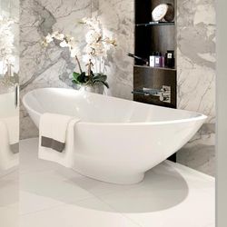 Randolph Morris Atwell 75 Inch Resin Double Slipper Tub - Gloss White RMBB11-G