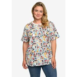 Plus Size Women's Mickey Mouse & Friends All-Over Print T-Shirt Minnie Pluto by Disney in Grey (Size 3X (22-24))