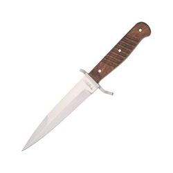 Boker Trench Knife 5.63" carbon steel blade Brown wood handle 121918