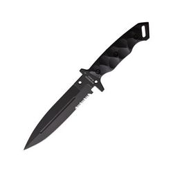 Halfbreed Blades Medium Infantry Knife 6.5" black Teflon coated partially serrated K110 t Black sculpted G10 handle MIK-01PS BLK