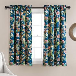 Dolores Light Filtering Window Curtain Panels Navy/Multi 52x63+2 Set - Lush Decor 21T012744