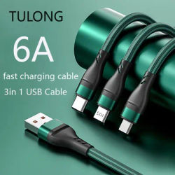 TULONG – câble de Charge ultra rapide USB 3 en 1 cordon de données tressé en Nylon One Drag Three