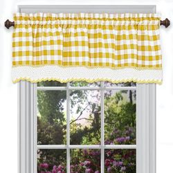 Buffalo Check Window Curtain Valance by Achim Home Décor in Yellow