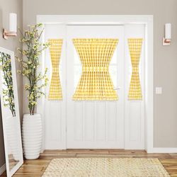 Wide Width Buffalo Check Rod Pocket Door Panel And Tieback by Achim Home Décor in Yellow (Size 54" W 40" L)