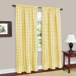 Wide Width Buffalo Check Window Curtain Panel by Achim Home Décor in Yellow (Size 42" W 84" L)