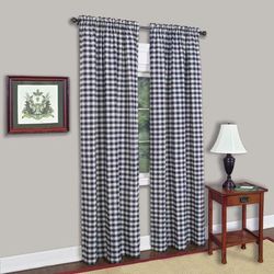 Wide Width Buffalo Check Window Curtain Panel by Achim Home Décor in Navy (Size 42" W 84" L)