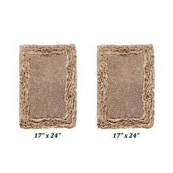 Shaggy Border Bath Rug Mat, 2 Pc Set, (17" X 24" | 17" X 24") by Better Trends in Beige