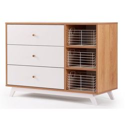 dadada Central Park 3-Drawer Dresser - White / Red Oak