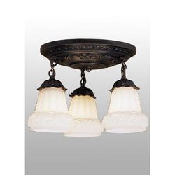 "12"W White Puffy Rose 3 LT Semi-Flushmount - Meyda Lighting 30543"