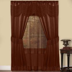 Wide Width Halley 6 Piece Window Curtain Set by Achim Home Décor in Chocolate (Size 56" W 84" L)