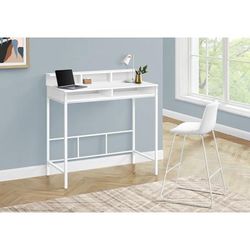 "Computer Desk / Home Office / Standing / Storage Shelves / 48"L / Work / Laptop / Metal / Laminate / White / Contemporary / Modern - Monarch Specialties I 7701"
