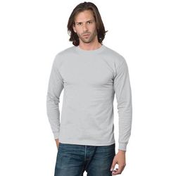 Bayside BA2955 Adult 6.1 oz. Cotton Long Sleeve T-Shirt in Dark Ash size XL 2955