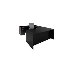 Black Laminate Straight Front U-Workstation