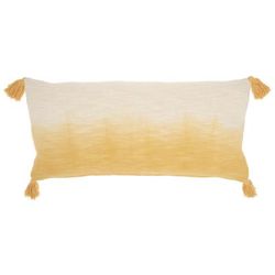 "Mina Victory Life Styles Ombre Tassels Mustard Throw Pillows 14"X30" - Nourison 798019074883"