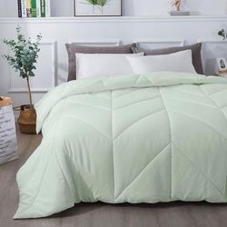 Chevron Stitch Down Alternative Comforter by St. James Home in Dewkist (Size KING)