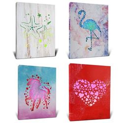 CoTa Global Hearts, Starfish, Flamingo, Unicorn Light Up LED Wall Art - 15.75 x 11.9 x 0.2 inches