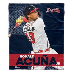 Mlb 575 Braves- Ronald Acuma Jr Silk Touch Throw Blanket by MLB in Multi