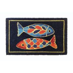 Colorful Fish Coir Mat With Vinyl Backing Floor Coverings by Nature Mats by Geo in Multi
